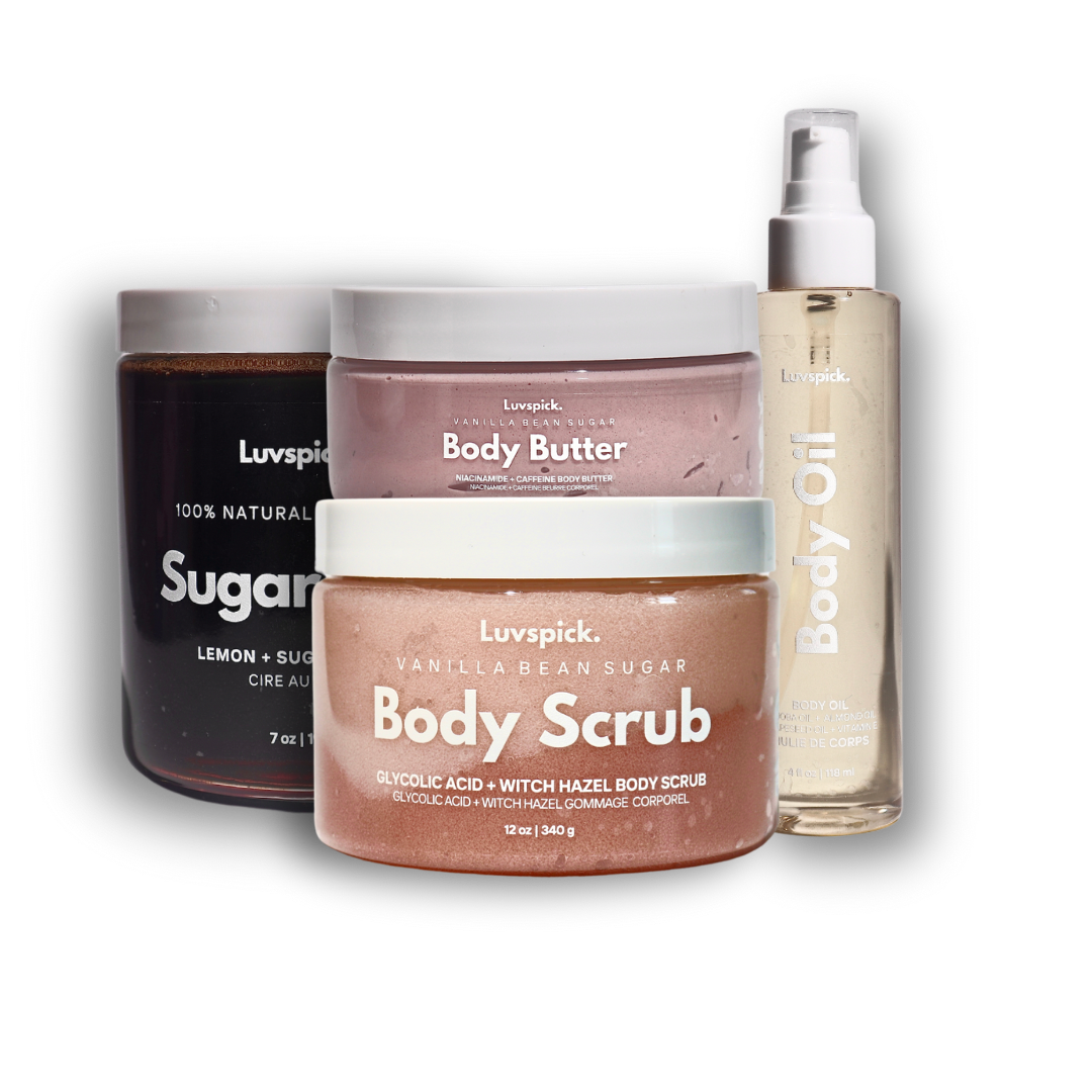 Whipped Niacinamide Body Butter And Glycolic Acid Body Scrub Sugar Wax